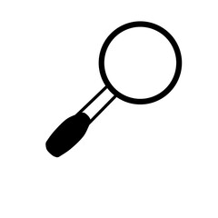 A vector illustration of a black and white magnifying glass.