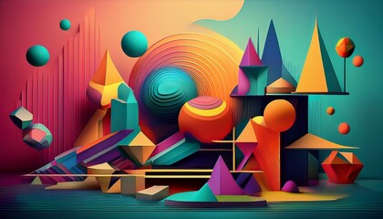A surreal mix of geometric shapes morphing into unexpected colors and forms, creating a dynamic, dreamlike visual experience that defies conventional boundaries.
