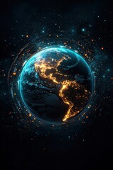 Fototapeta premium Stunning Earth Globe with Bright Lights and Cosmic Background
