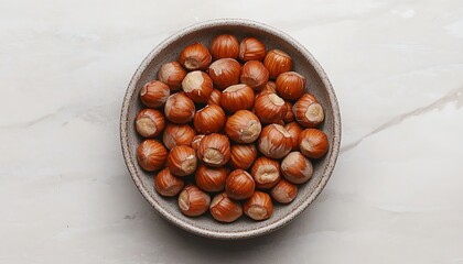 Hazelnuts in Bowl on Marble. (1)