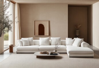 Modern sectional sofa in minimalist living room.