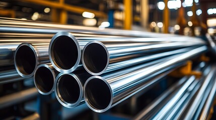 Stainless steel tubes in the manufacturing plant