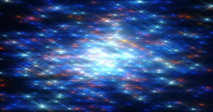 A fantastic universe of light, with shining stars flying. Repeatable video