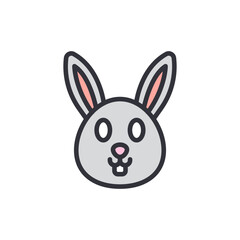 Bunny head colored icons, minimalist vector illustration ,simple transparent graphic element .Isolated on white background