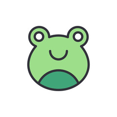 Frog head colored icons, minimalist vector illustration ,simple transparent graphic element .Isolated on white background