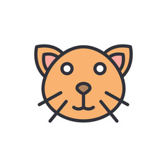 Cat head colored icons, minimalist vector illustration ,simple transparent graphic element .Isolated on white background