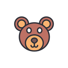 Bear head colored icons, minimalist vector illustration ,simple transparent graphic element .Isolated on white background
