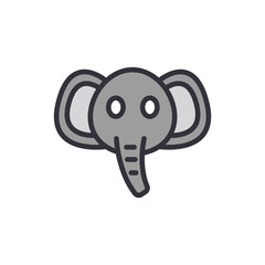 Elephant head colored icons, minimalist vector illustration ,simple transparent graphic element .Isolated on white background