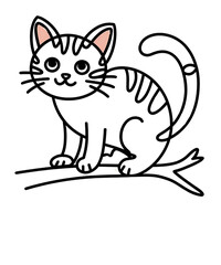 Fototapeta premium Cute Cartoon Striped Cat Illustration