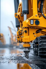 Close-Up of Industrial Excavator Attachment in Construction Site