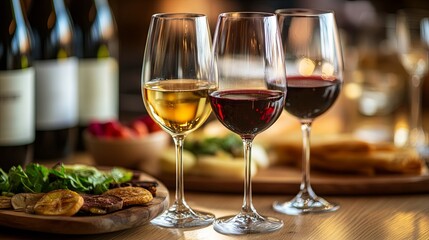 Naklejka premium Glasses of different wines for tasting