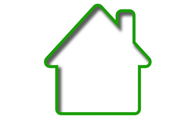 Blank housing icon with green stroke solated