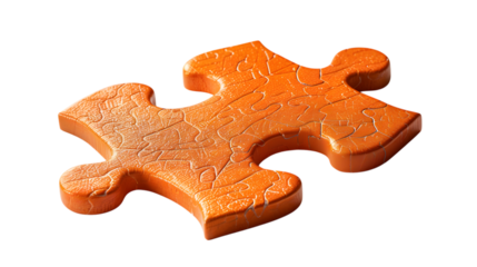 Embossed Orange Jigsaw Puzzle Piece - Isolated on White Background