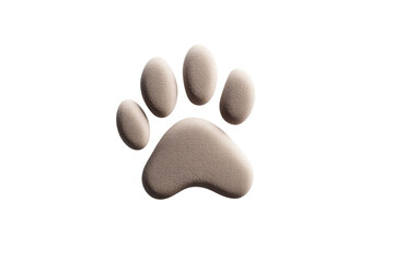 Close up of a paw print with a white background, isolated
