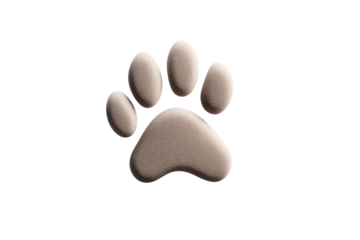 Close up of a paw print with a white background, isolated