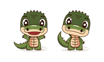 Cute Crocodile Waving its Paw, Funny Alligator Predator Green Animal Character Cartoon Style Vector Illustration
