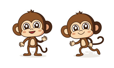Cute Monkey Standing, Cartoon Vector character