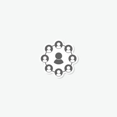 Connected social network icon sticker isolated on gray background