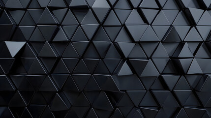 Obraz premium Polished, Semigloss Wall background with tiles. Triangular, tile Wallpaper with 3D, Black blocks. 3D Render