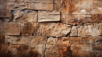 Fototapeta premium Naturalistic Brown Stone Wall Texture Background with Rough Surface