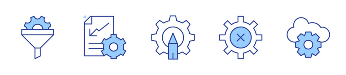 filter, settings, cloud settings, gear. Settings Icon vector illustration. Line Duotone style. Editable stroke