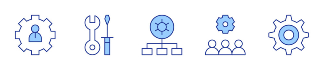 functional, settings, setting, team. Settings Icon vector illustration. Line Duotone style. Editable stroke