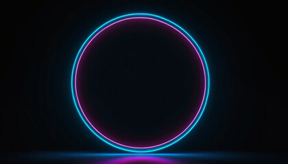 Obraz premium Sleek Minimalist Glowing Neon Outline Forming a Sophisticated Circular Frame