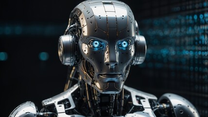 Fototapeta premium Close-Up of a Holographic Robot 786