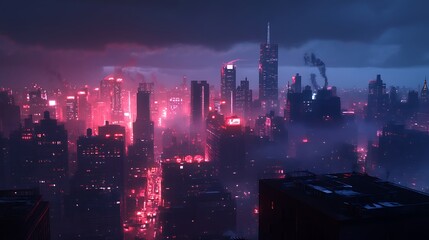 Fototapeta premium Exquisite urban nightscape with neon lights and skyscrapers high resolution pictures