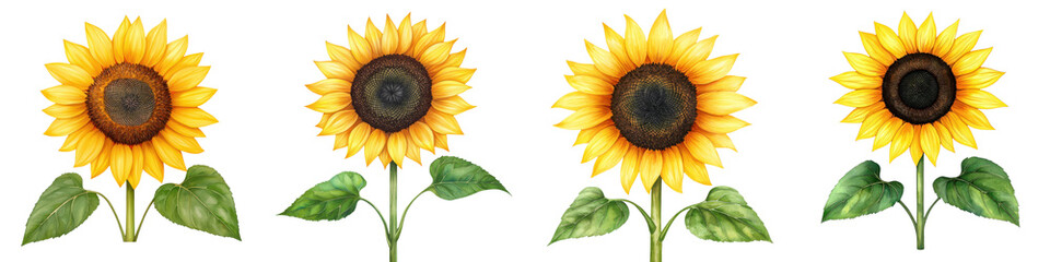 Obraz premium Vibrant Sunflower artworks with Bright Yellow Petals and Leaves