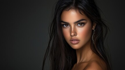 Fototapeta premium Long-haired woman engaged in a skin detox routine for radiant skin and overall well-being in a calm setting