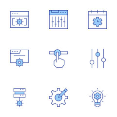 Settings icons set. Line Duotone style, editable stroke. settings, time management, setting, idea