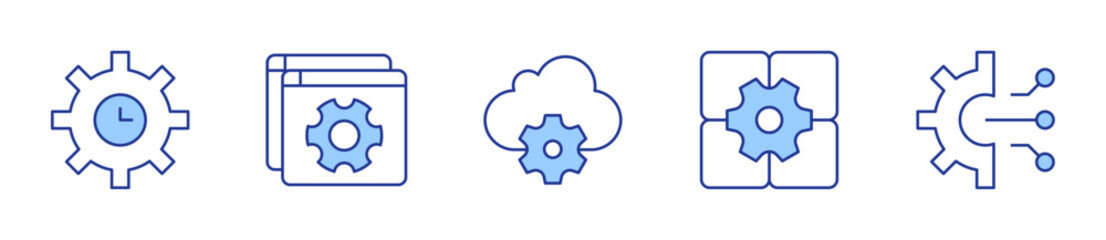 settings, cloud, app settings. Settings Icon vector illustration. Line Duotone style. Editable stroke