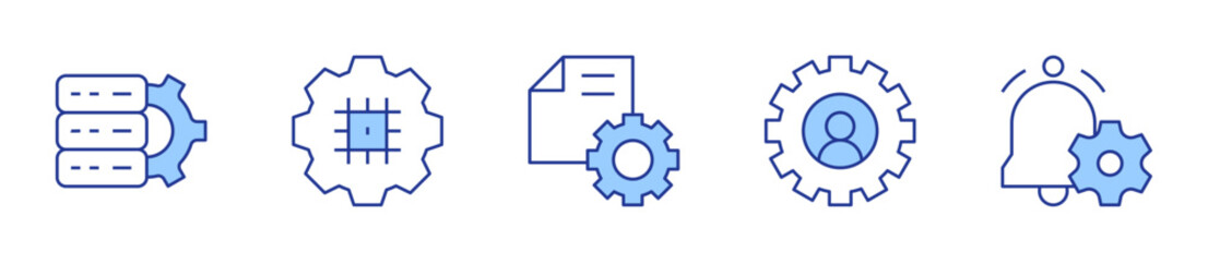 settings, data storage, gear, notification. Settings Icon vector illustration. Line Duotone style. Editable stroke