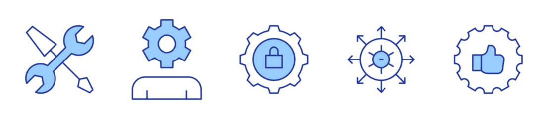 settings, recommendation, manager. Settings Icon vector illustration. Line Duotone style. Editable stroke