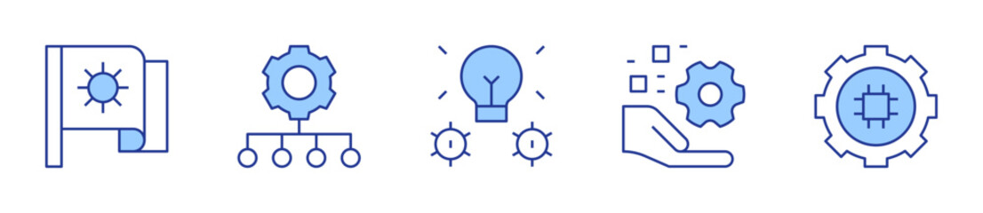 settings, setting, digital asset management. Settings Icon vector illustration. Line Duotone style. Editable stroke