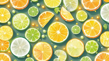 Vibrant Citrus Fruit Pattern: A Delightful Summer Illustration