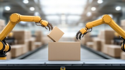 Fototapeta premium Robotic Automation in Modern Warehouse Handling and Logistics