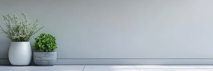 Modern indoor plant arrangement with potted greenery in minimalist decor style