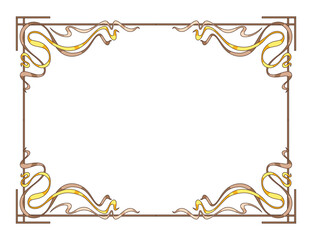 Frame in art nouveau style. Decorative curl element.