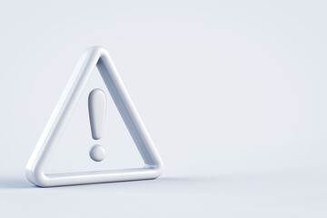 white 3d triangle warning sign with exclamation mark