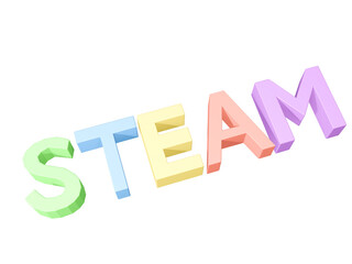 3DレンダリングのSTEAMの文字