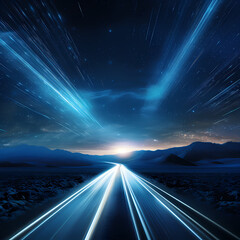 Interstellar highway with light trails.