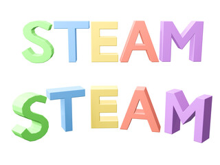 3DレンダリングのSTEAMの文字