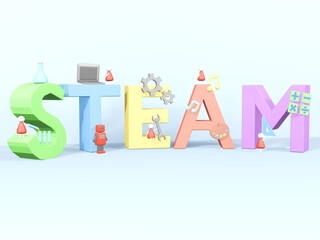 3DレンダリングのSTEAM教育のイメージイラスト