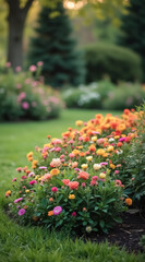 Naklejka premium vibrant cluster of colorful flowers in a setting