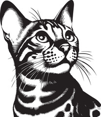 Bengal cat vector in black and white