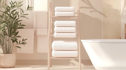 Minimalist Bathroom with Towels and Sunlight