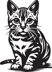 Bengal cat vector in black and white