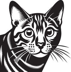Bengal cat vector in black and white